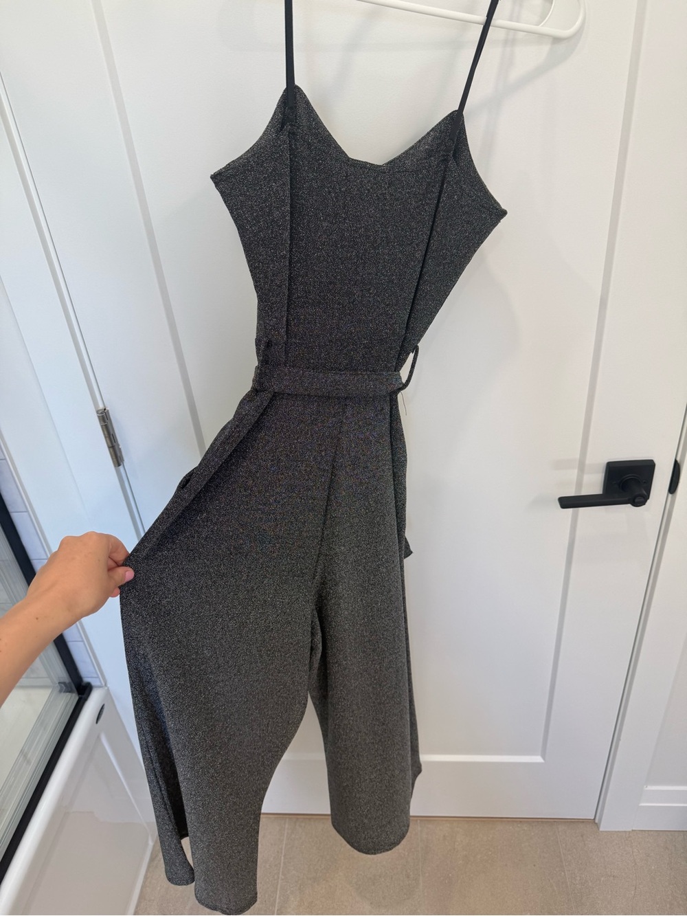 Eclipse Sparkle Black Silver Jumpsuit with Belt